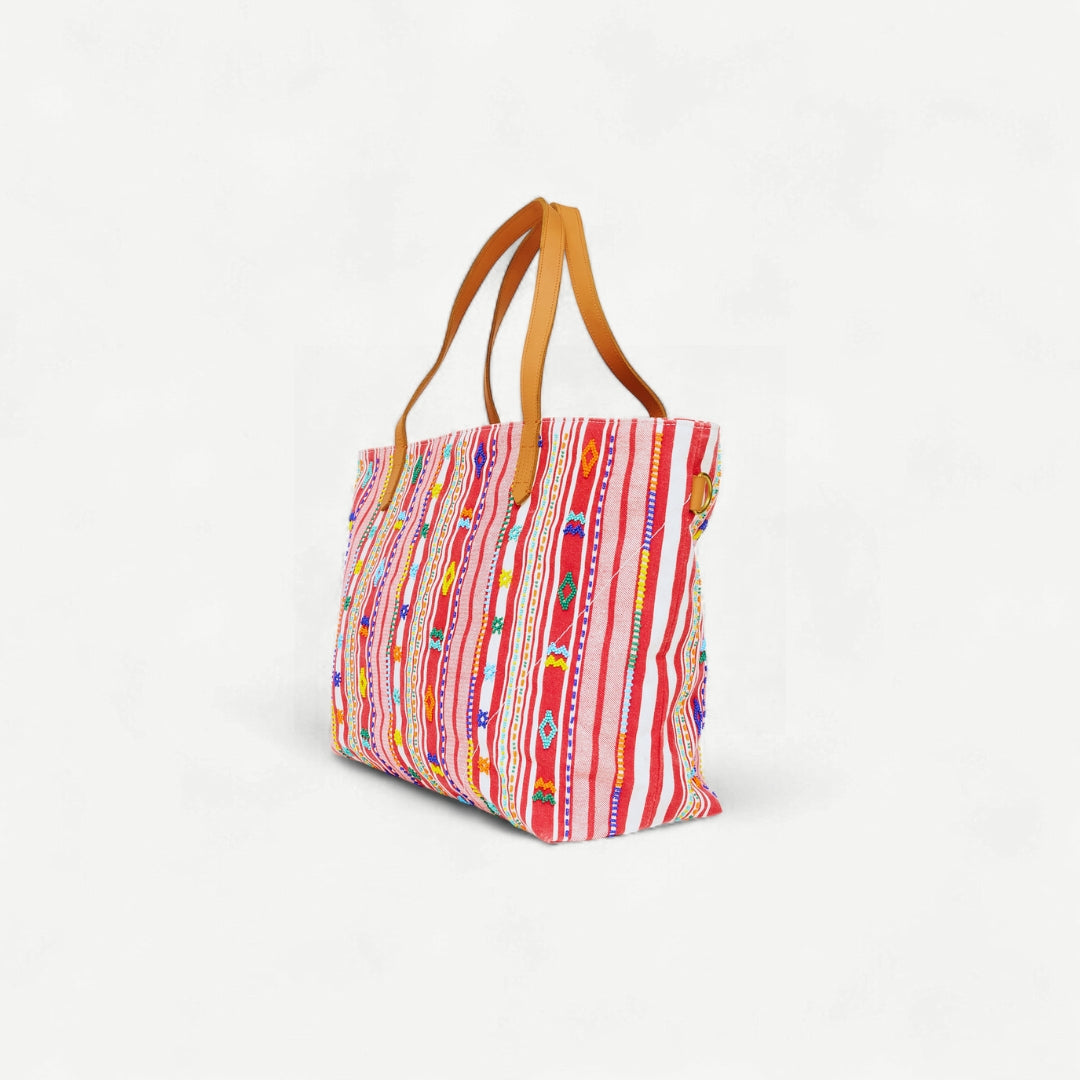 Samburu Tote - Fez Beaded Stripe