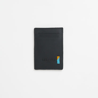 Beaded Card Wallet - Multi Blue Stripe