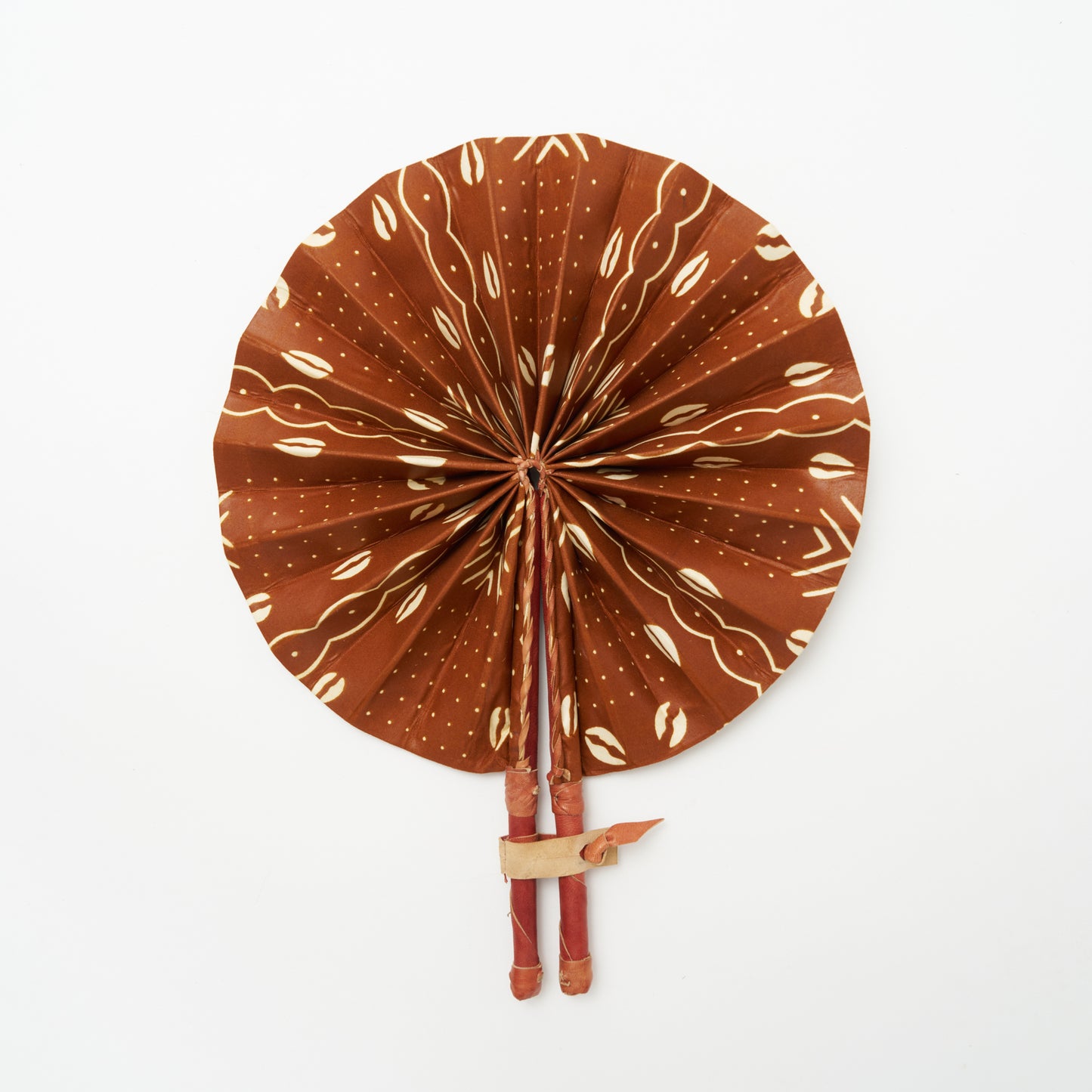 Ghanaian Folding Fan - Brown/White