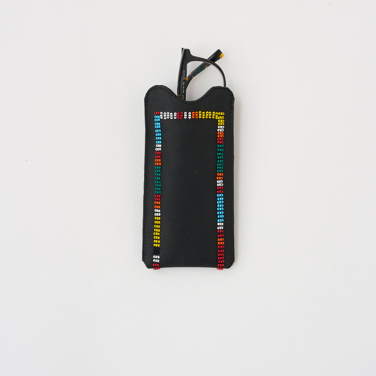 Beaded Leather Glasses Case – Multi