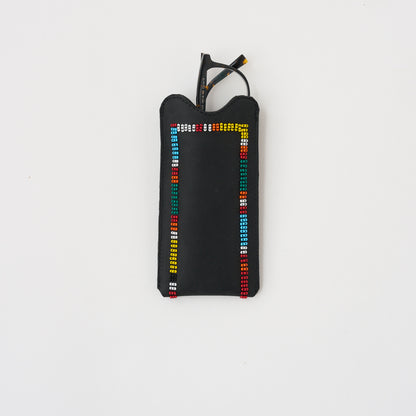 Beaded Leather Glasses Case – Multi