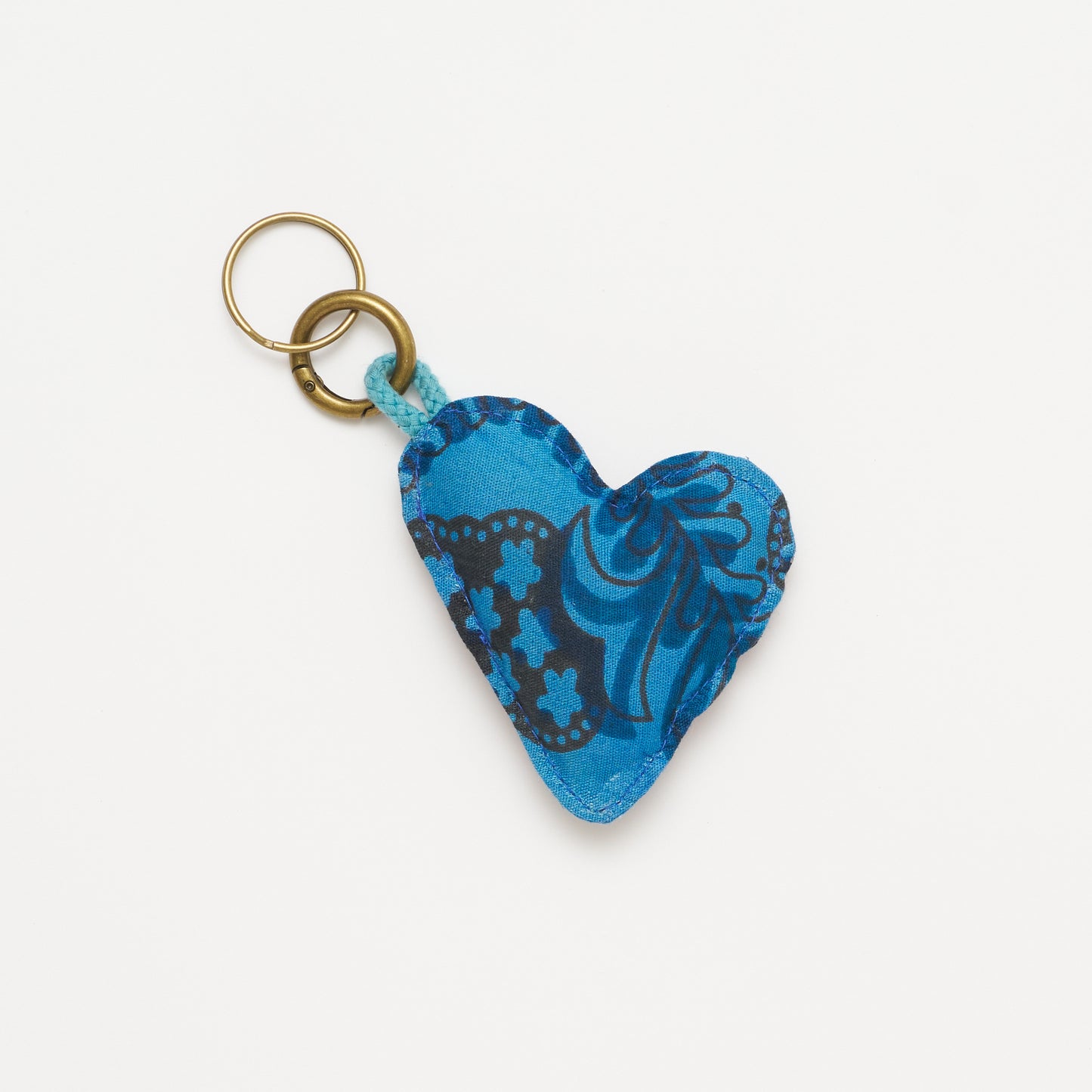 Kanga Beaded Heart Charm Keychain - Blue