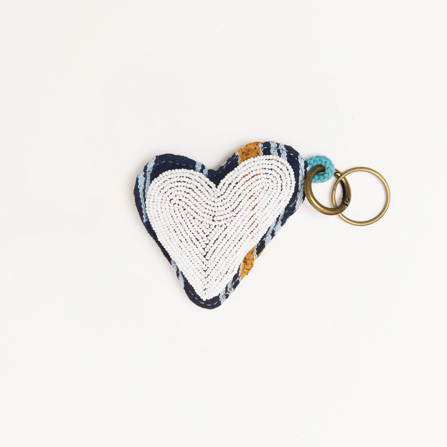 Baule Beaded Heart Charm Keychain - White