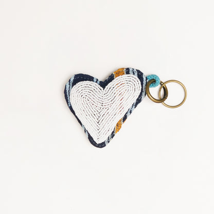 Baule Beaded Heart Charm Keychain - White