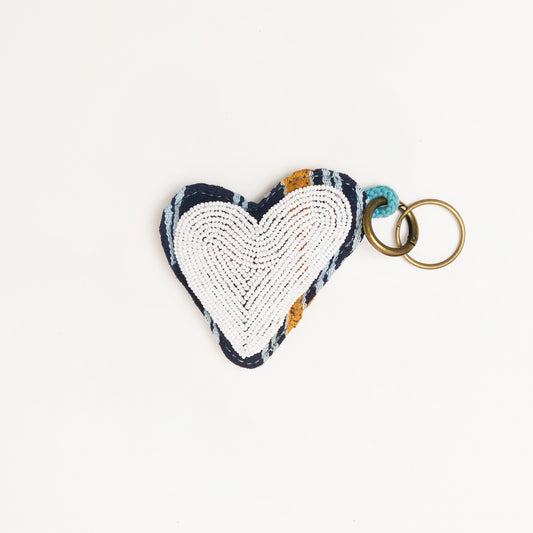 Baule Beaded Heart Charm Keychain - White