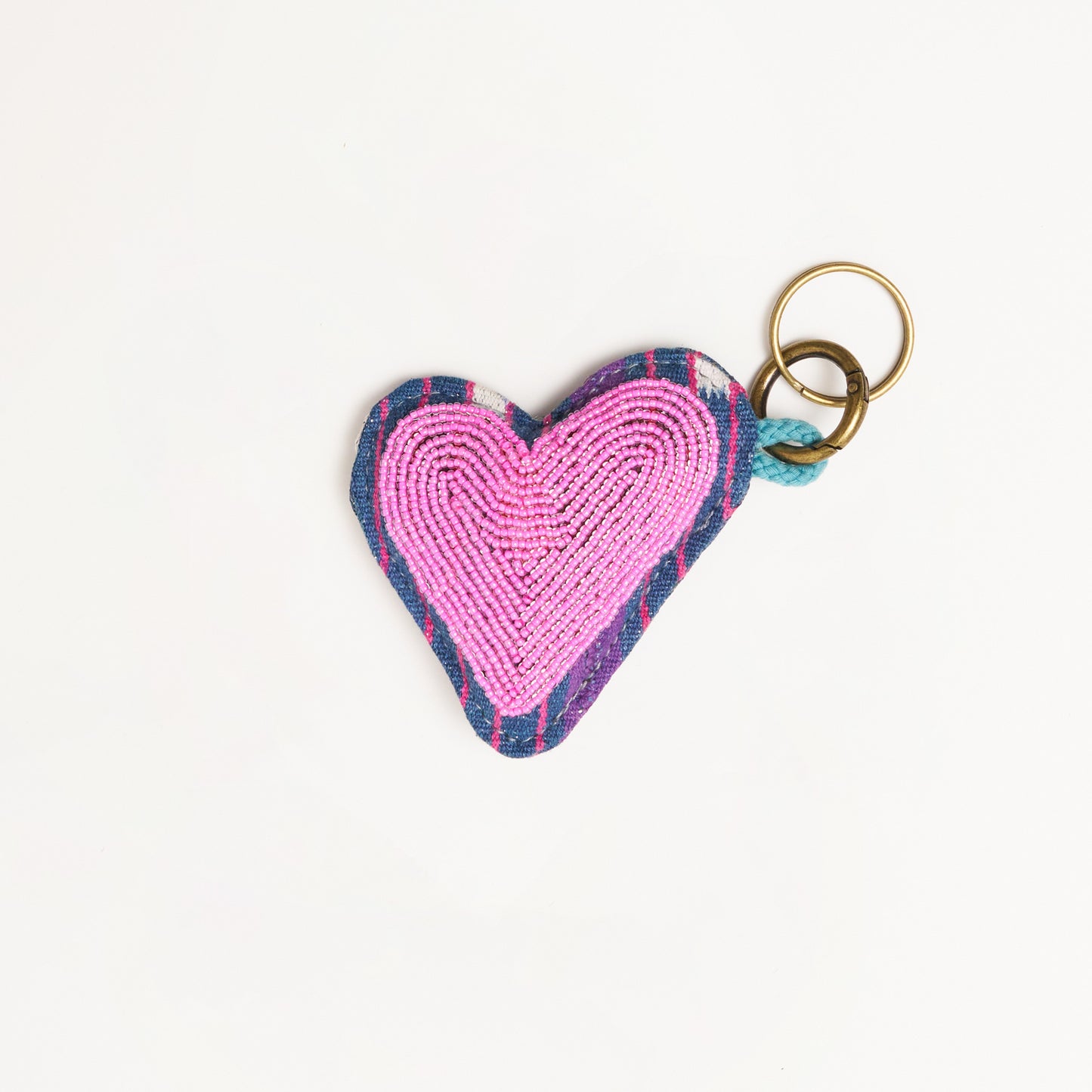 Baule Beaded Heart Charm Keychain - Bubblegum Pink