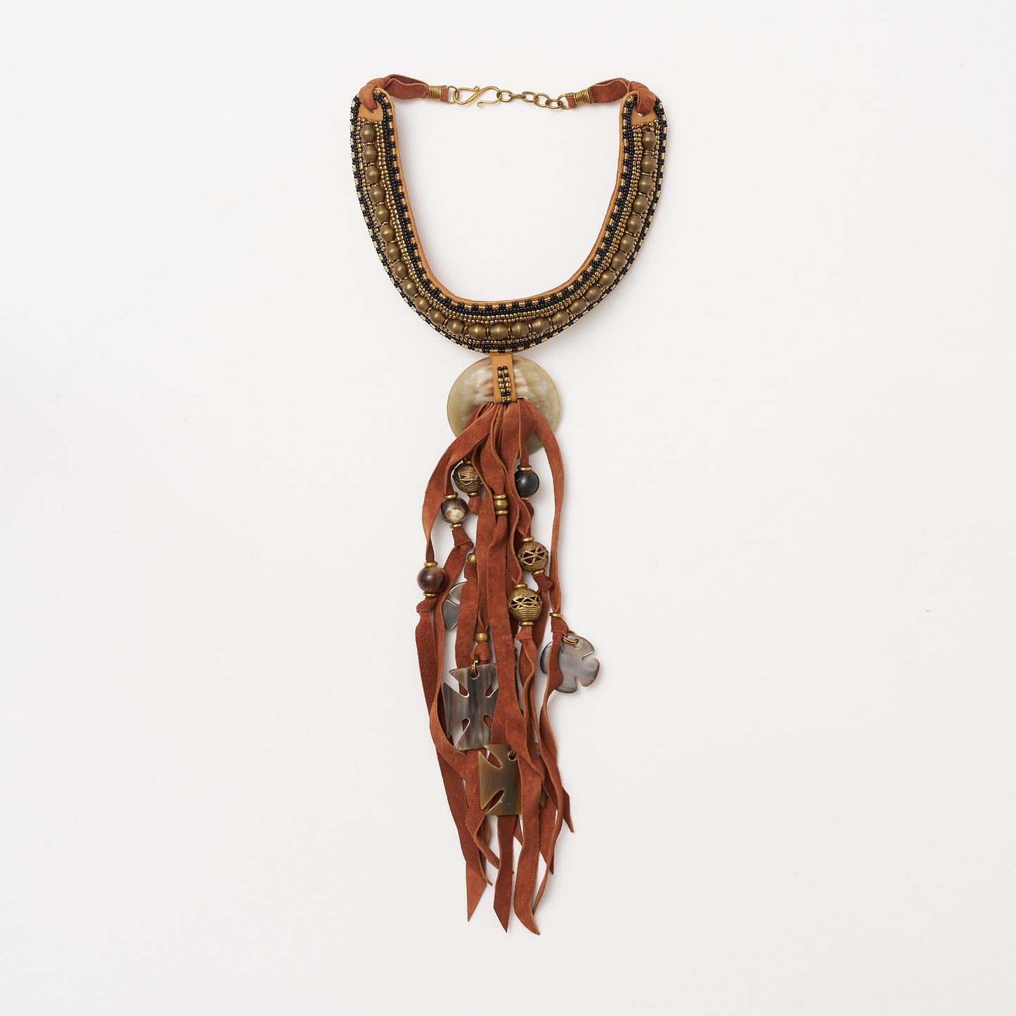Leather Tassle Choker - Brown
