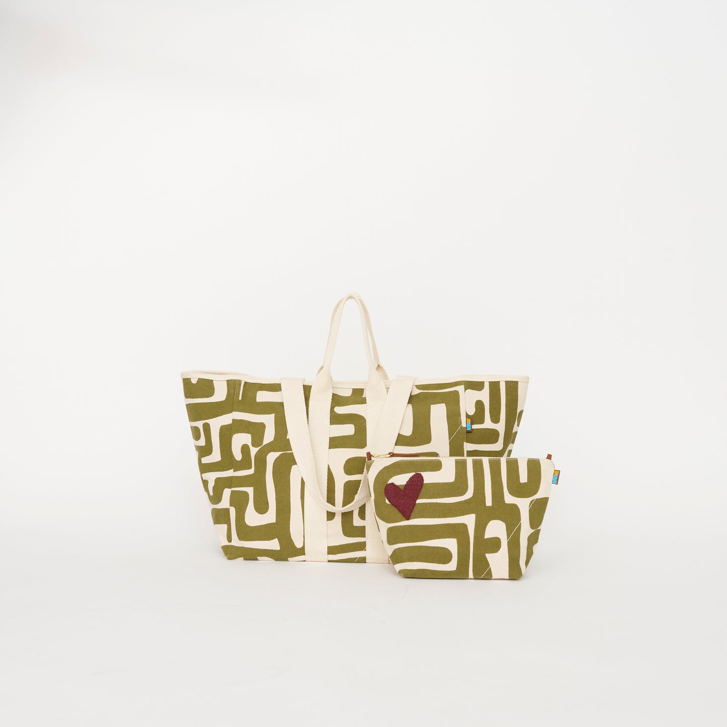 Utility Tote Moss Kuba Heart Bundle