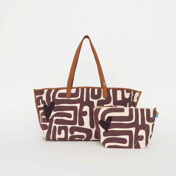 Shoulder Tote Fig Kuba Heart Bundle