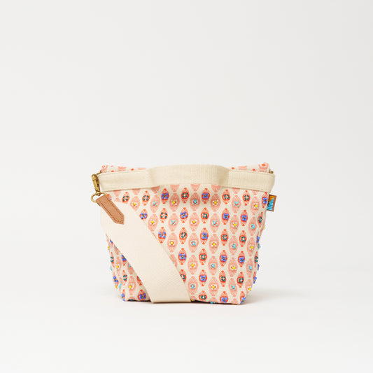 Karibu Crossbody - Beaded Tanga Ikat in Coral