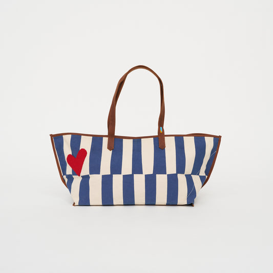 Shoulder Tote - Skydiver Columns with Red Beaded Heart