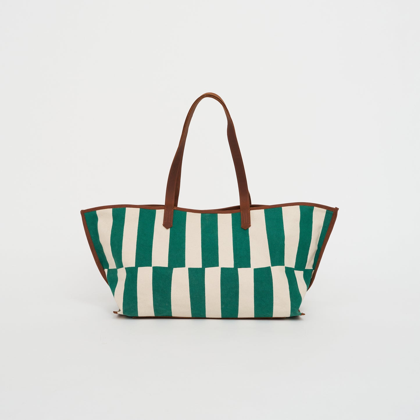 Shoulder Tote - Emerald Columns with Aqua Beaded Heart