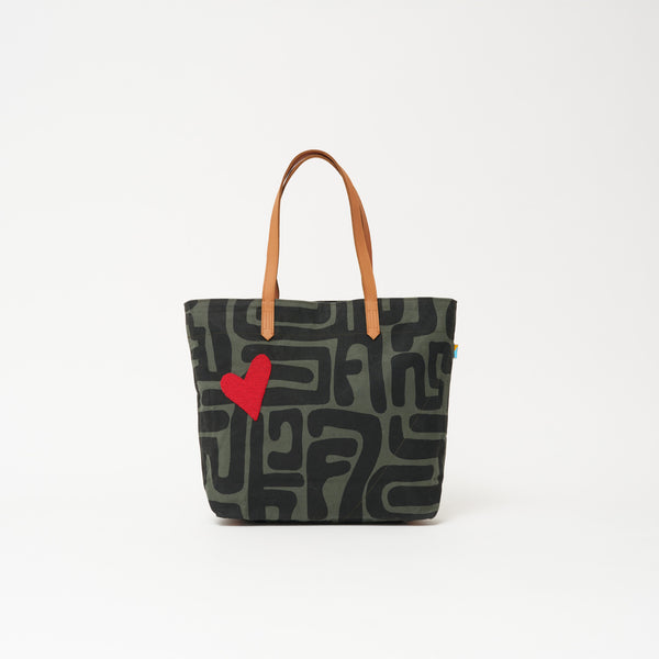 Go To Tote - Safari Kuba with Red Beaded Heart
