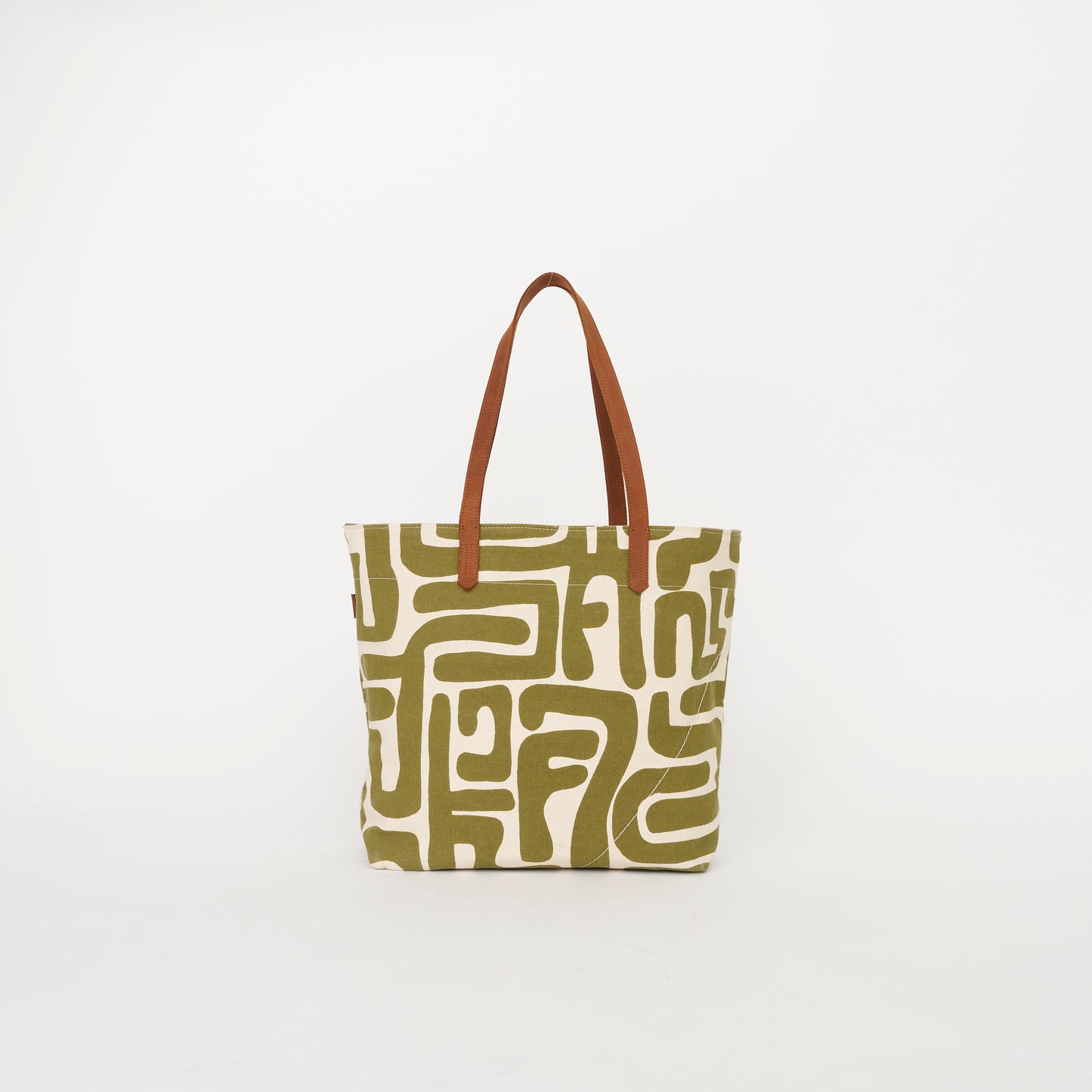 Go-To Tote - Moss Kuba with Brown Beaded Heart