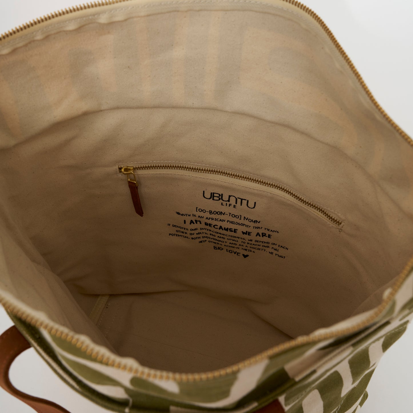 Go-To Tote - Moss Kuba with Brown Beaded Heart