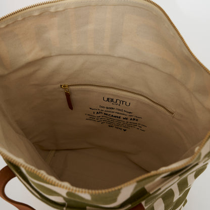 Go-To Tote - Moss Kuba with Brown Beaded Heart