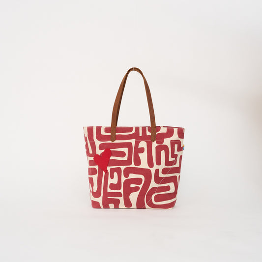 Go To Tote - Merlot Kuba with Beaded Heart