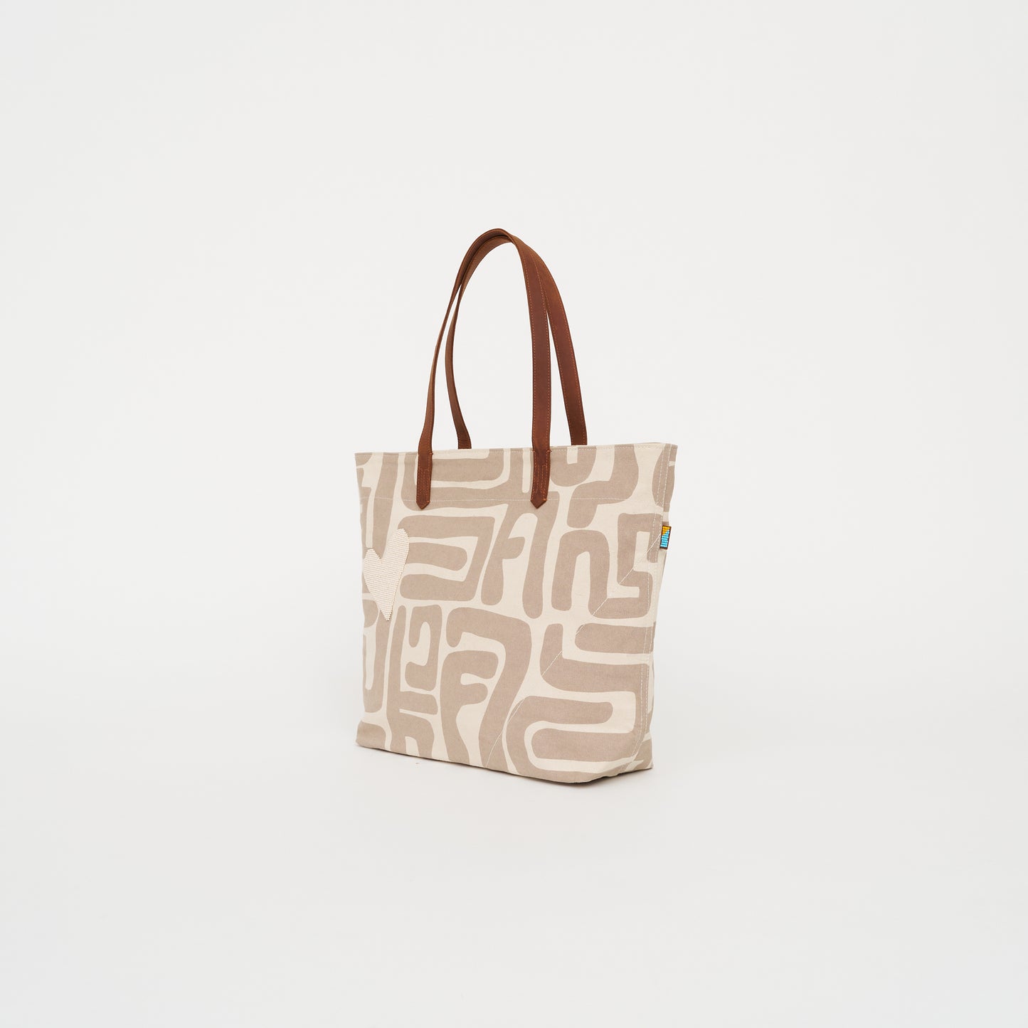 Go-To Tote – Sand Kuba with Pearl Beaded Heart