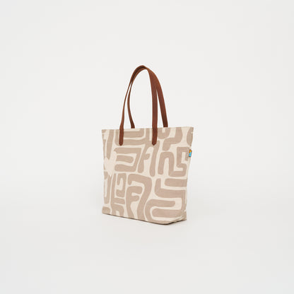 Go-To Tote – Sand Kuba with Pearl Beaded Heart