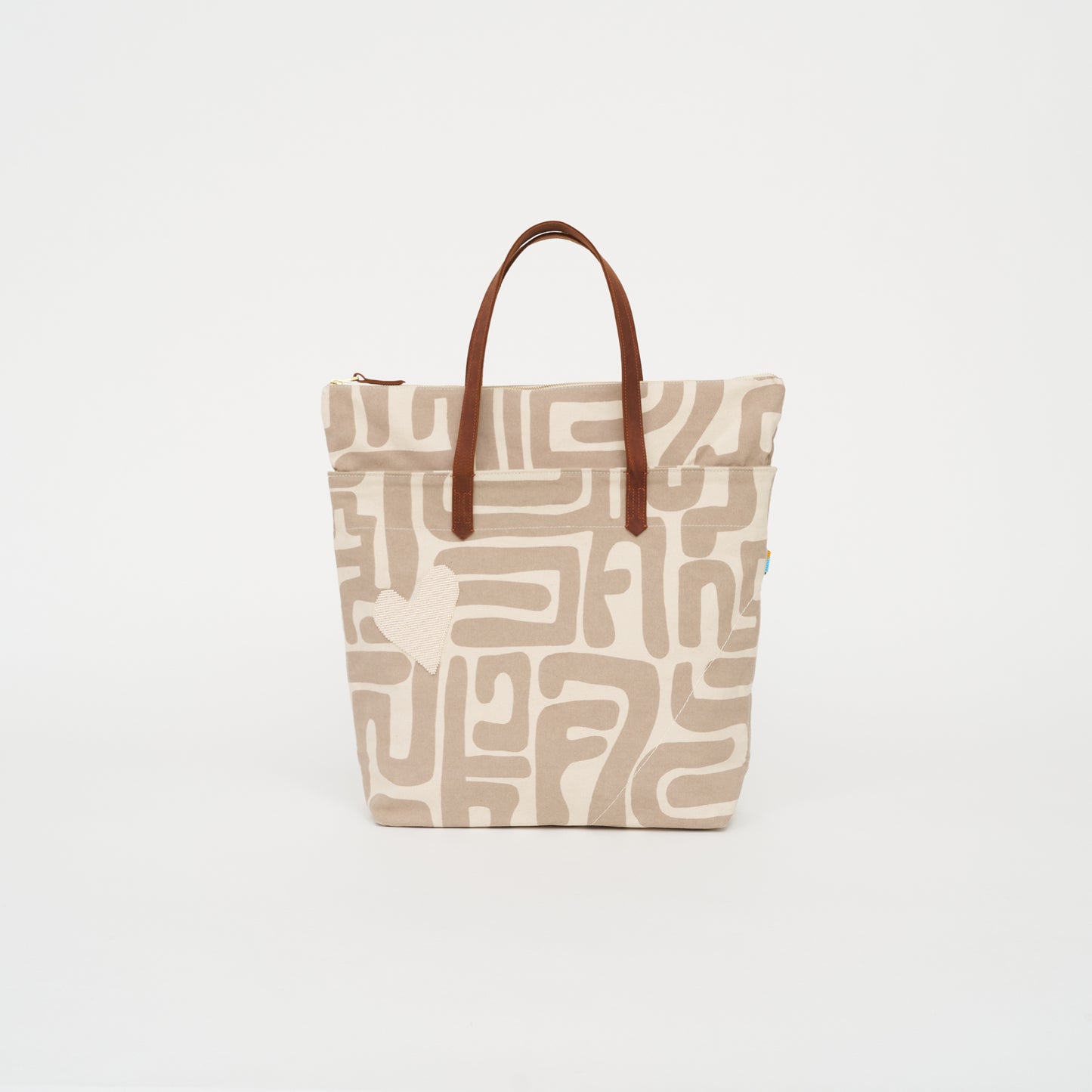 Go-To Tote – Sand Kuba with Pearl Beaded Heart