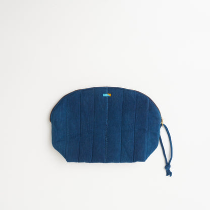 Indigo Pouch with Beaded Hearts