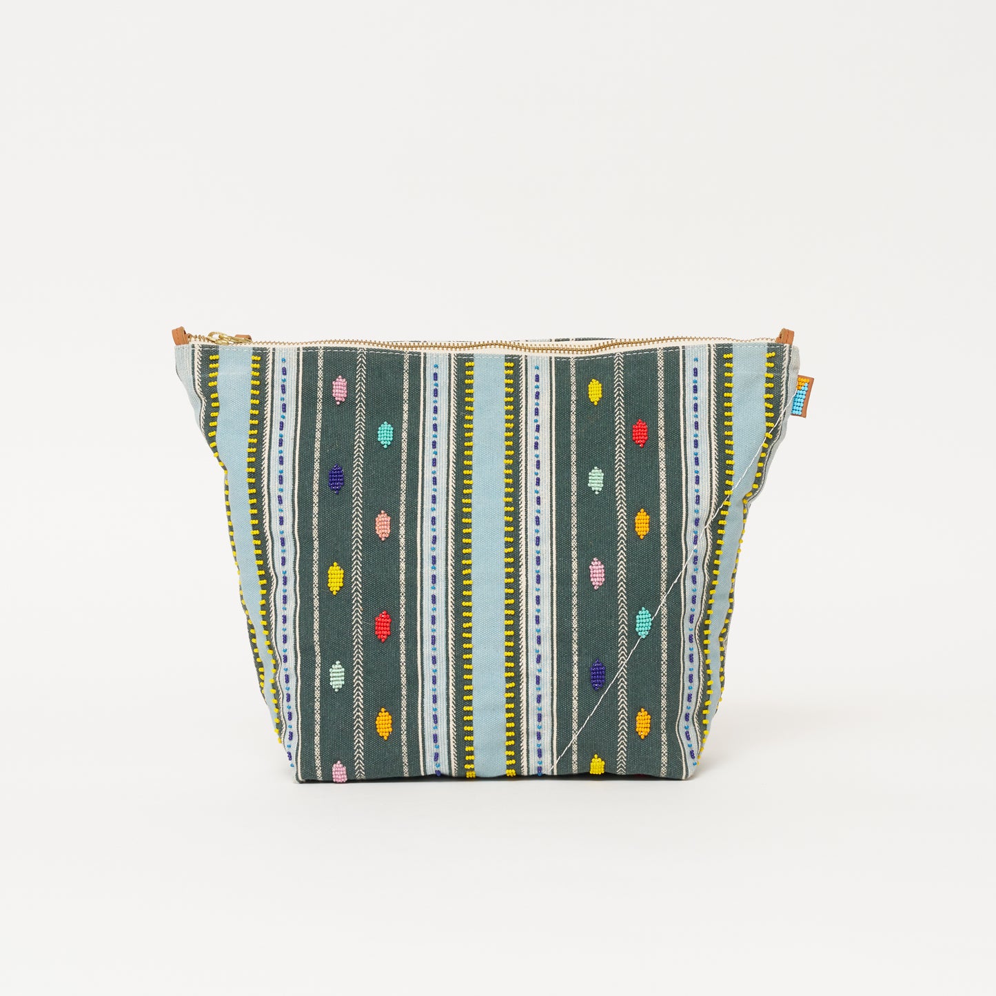 Jumbo Convertible Pouch - Beaded Bisa Stripe