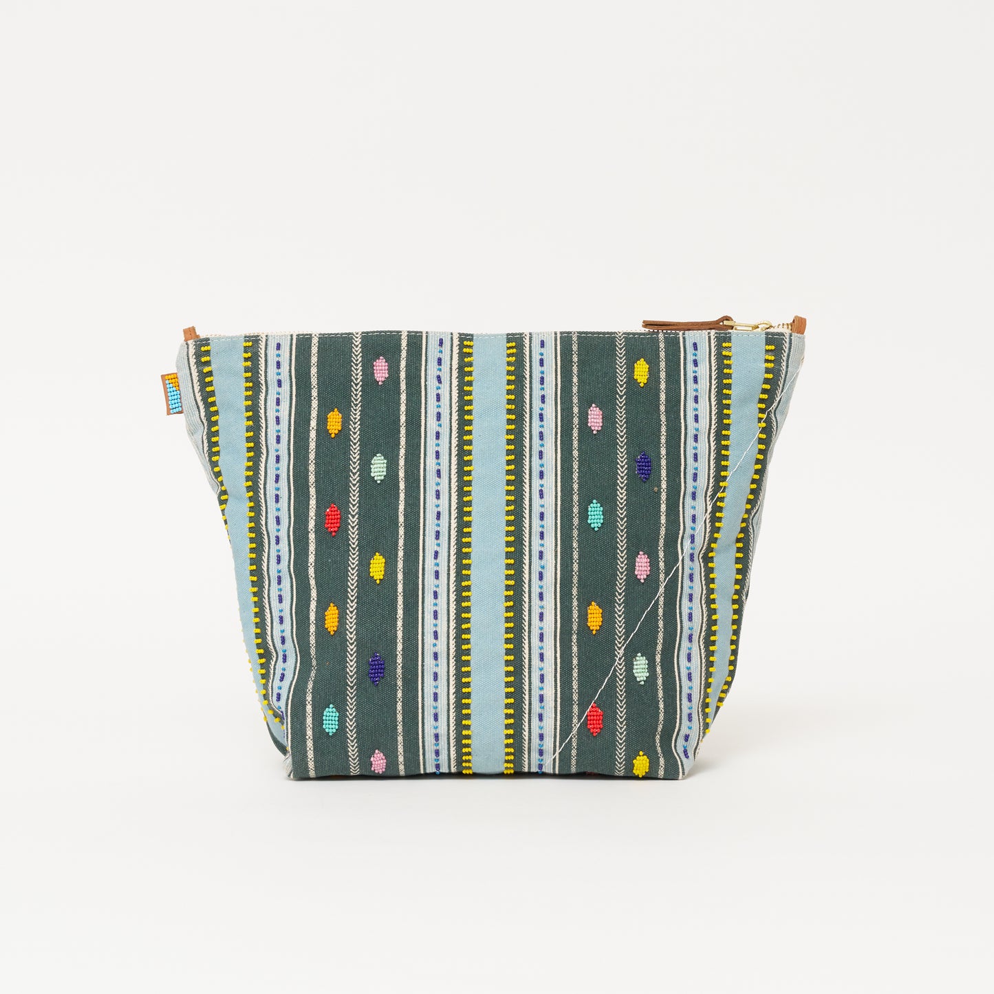 Jumbo Convertible Pouch - Beaded Bisa Stripe