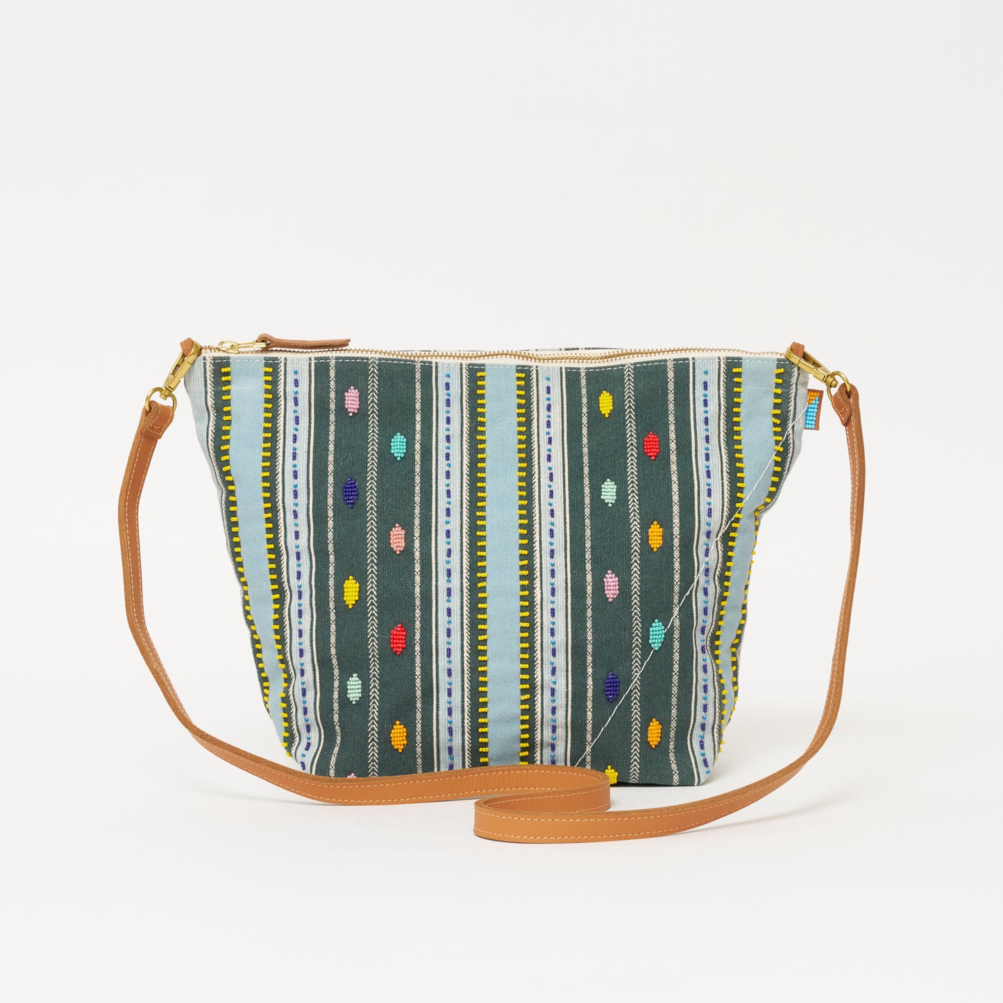 Jumbo Convertible Pouch - Beaded Bisa Stripe