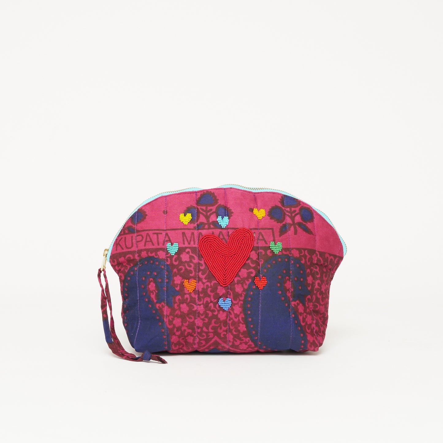 Kanga Pouch with Beaded Love - Raspberry