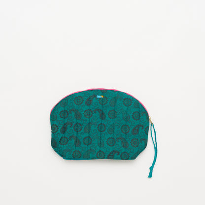 Kanga Pouch with Beaded Hearts - Teal Lotus