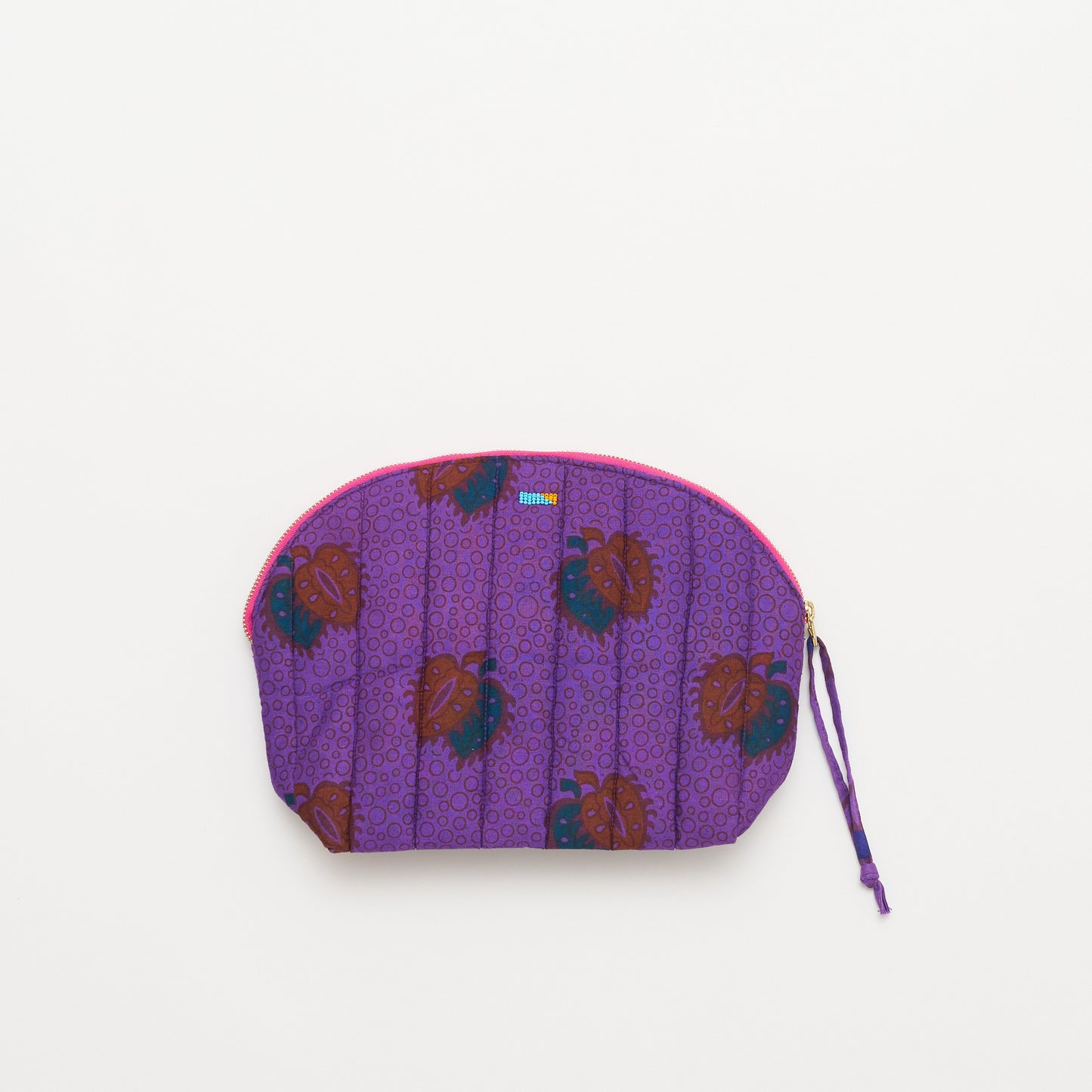 Kanga Pouch with Beaded Hearts - Iris Bloom