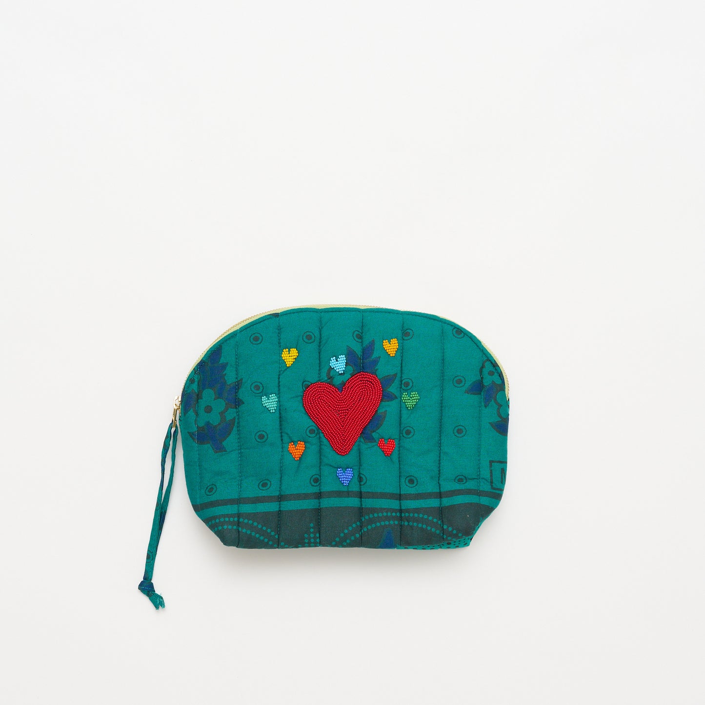 Kanga Pouch with Beaded Hearts - Sage