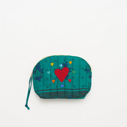 Kanga Pouch with Beaded Hearts - Sage