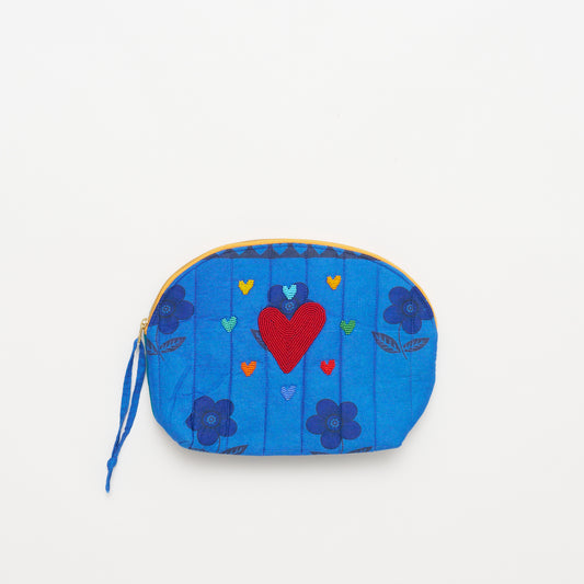 Kanga Pouch with Beaded Hearts - Morning Glory