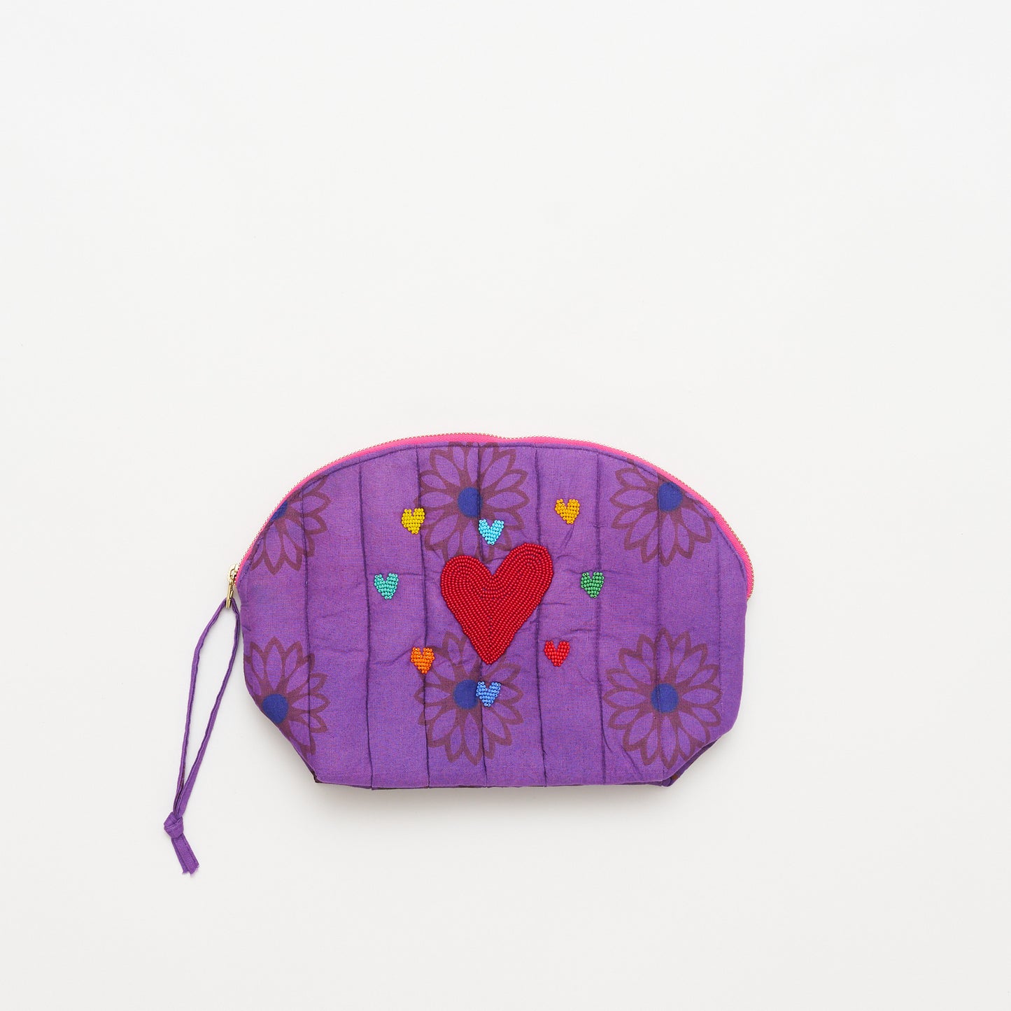 Kanga Pouch with Beaded Hearts - Violet