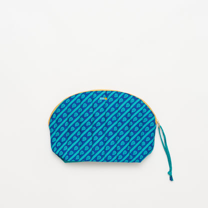 Kanga Pouch with Beaded Hearts - Aquamarine