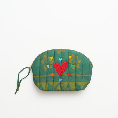 Kanga Pouch with Beaded Hearts – Teal Bloom