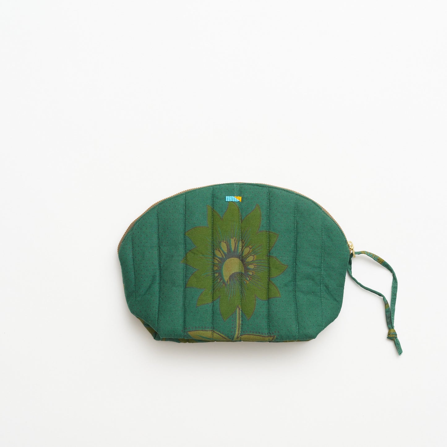 Kanga Pouch with Beaded Hearts – Teal Bloom