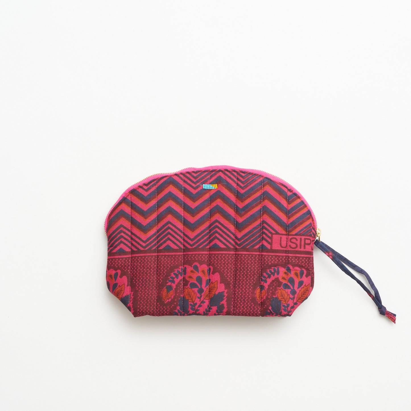Kanga Pouch with Beaded Hearts – Indigo Orchid