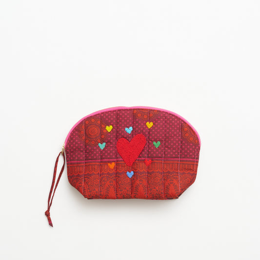 Kanga Pouch with Beaded Hearts – Crimson Mandala