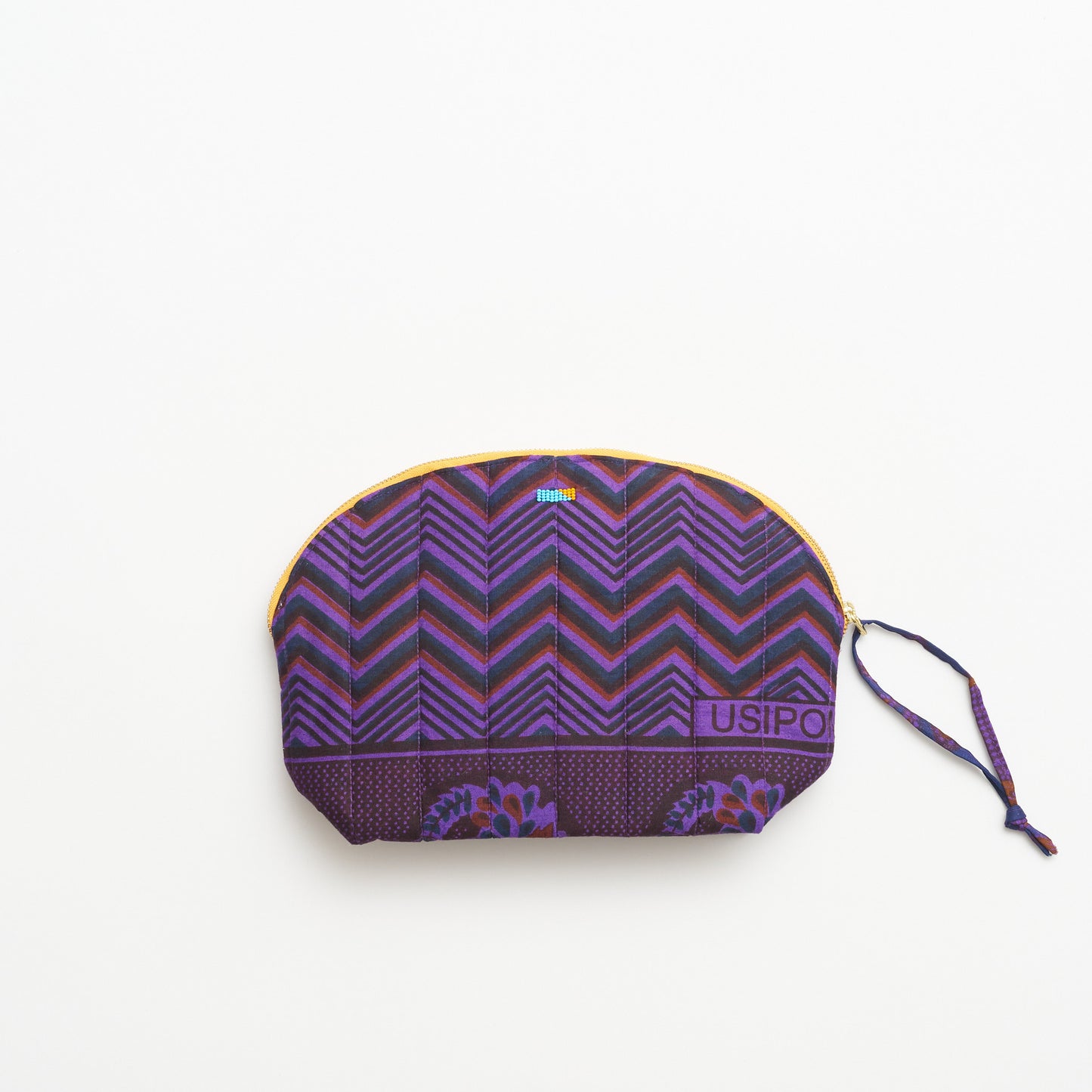 Kanga Pouch with Beaded Hearts – Violet Mosaic