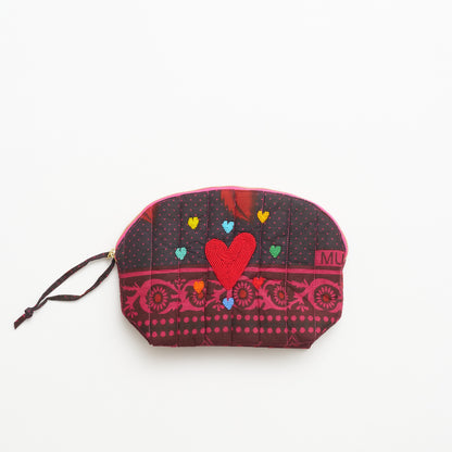 Kanga Pouch with Beaded Hearts – Pink Hibiscus