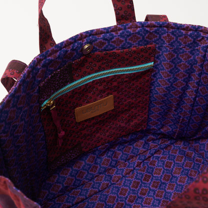 Kanga Tote with Beaded Love - Raspberry