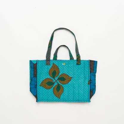 Kanga Tote with Beaded Love- Marine