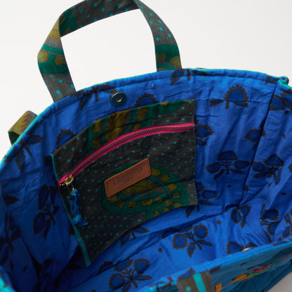 Kanga Tote with Beaded Love- Marine