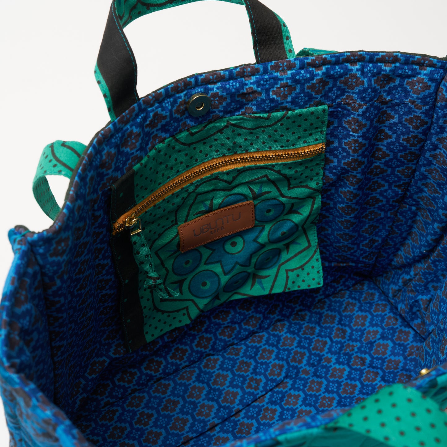 Kanga Tote with Beaded Love - Blue