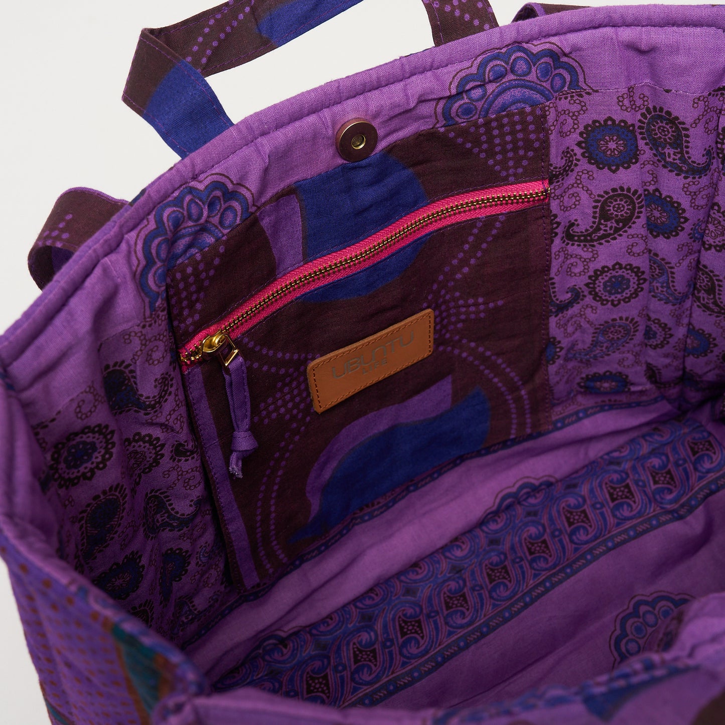 Kanga Tote with Beaded Love - Iris Bloom