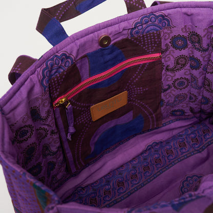 Kanga Tote with Beaded Love - Iris Bloom