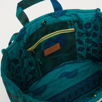 Kanga Tote with Beaded Love - Sage