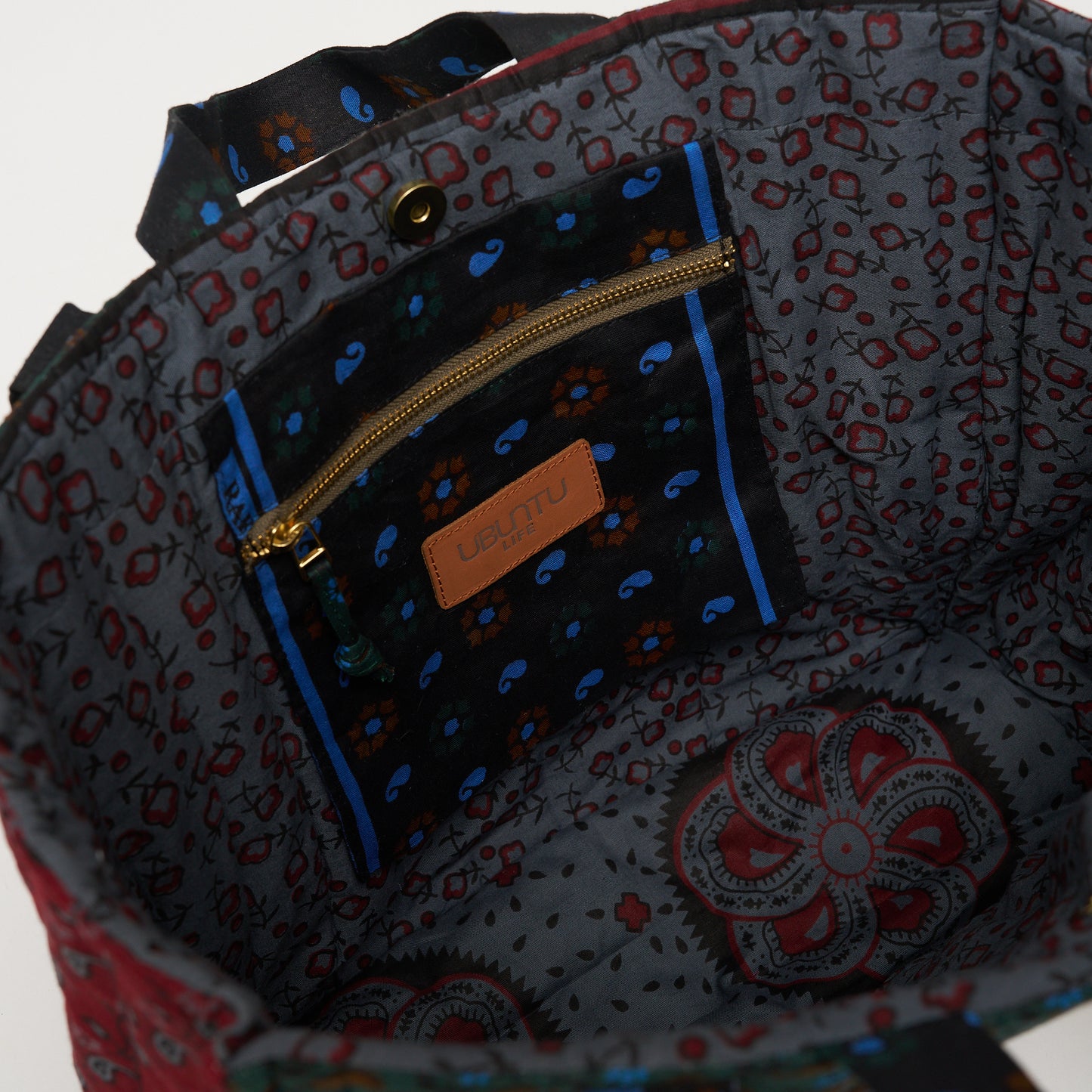 Kanga Tote with Beaded Love - Cedar Leaf